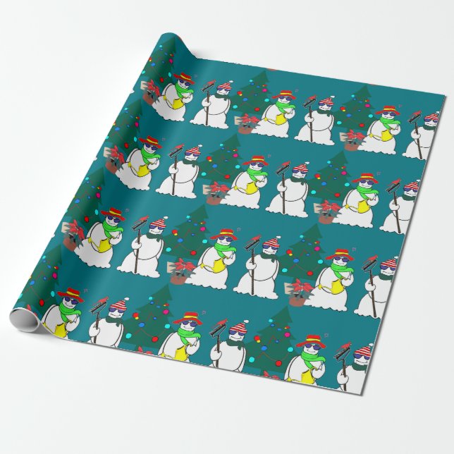 snögubbear som slår in papper 15 presentpapper (Utrullad)