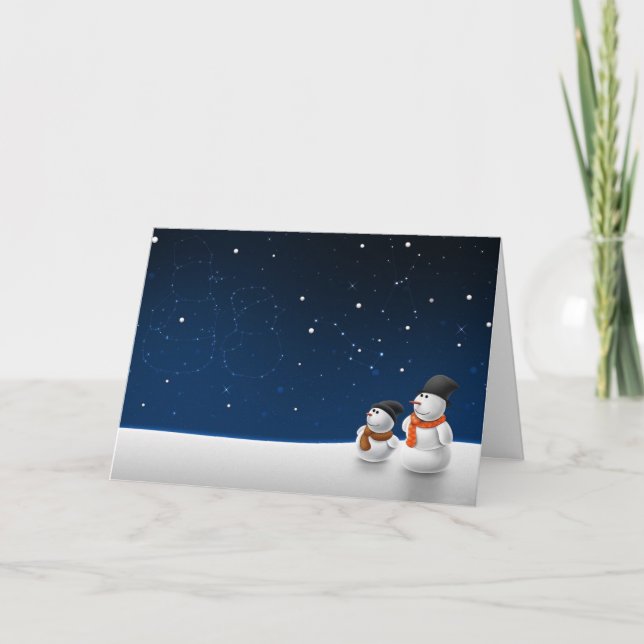 Snögubbear som Stargazing Helgkort (Framsida)