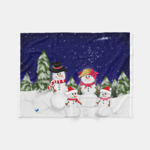 Snögubbefamiljvinter Fleecefilt