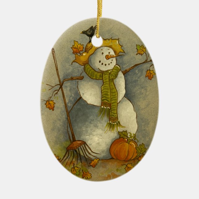 SnögubbeHalloween för 4878 skörd prydnad Julgransprydnad Keramik (Framsidan)