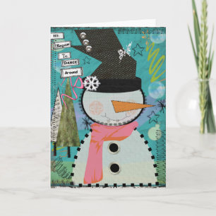 Snögubbehälsningkort 5x7, "som han började att helgkort