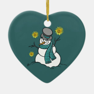 Snögubbehoppprydnad Julgransprydnad Keramik