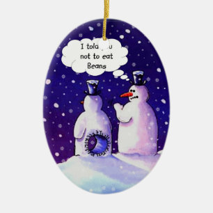 Snögubbehumor Julgransprydnad Keramik