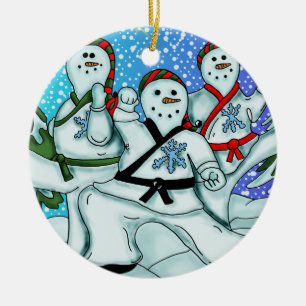 Snögubbekarateprydnad Julgransprydnad Keramik
