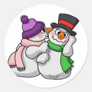 Snögubbekärlek Runt Klistermärke