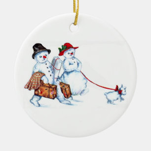 Snögubben kopplar ihop julprydnaden julgransprydnad keramik
