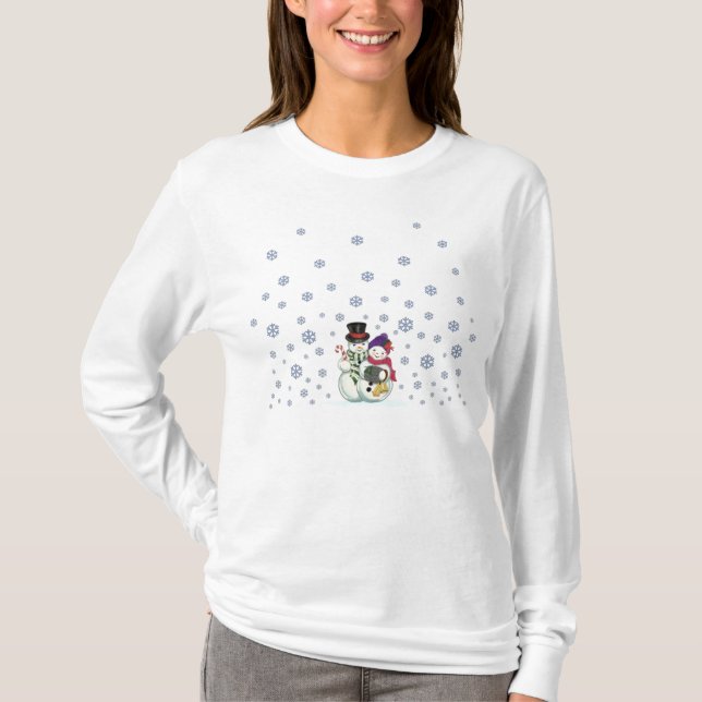 Snögubben kopplar ihop skjortan t-shirt (Framsida)