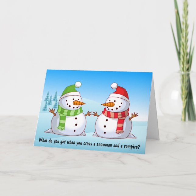 Snögubben Lek-daterar humorskämtjulkortet Helgkort (Framsida)