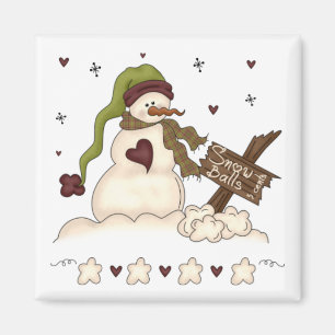 Snögubben och kastar snöboll magnet
