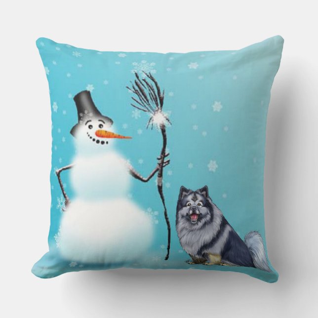 Snögubben och keeshonden kudder kudde (Framsida)