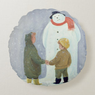 Snögubben Rund Kudde