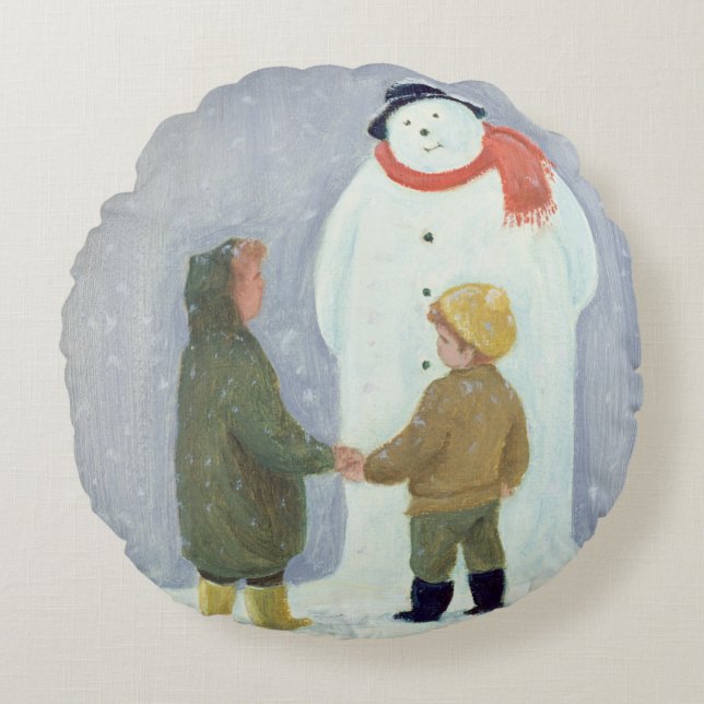 Snögubben Rund Kudde (Framsidan)