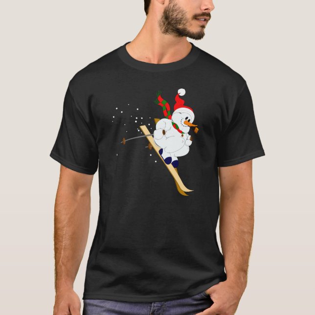 Snögubben skidar på tee shirt (Framsida)