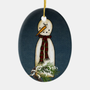 snögubbeprydnad julgransprydnad keramik