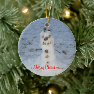 Snögubbeprydnaden för god jul SKRÄDDARSY lite Julgransprydnad Keramik
