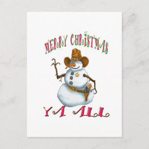 snögubbesherriff MerryChrsts all Ya Helg Vykort