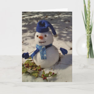 SnögubbewithBluehatt och Scarf Helgkort