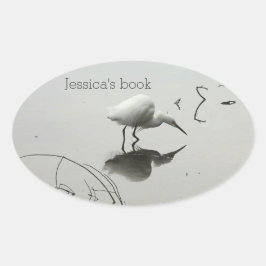 Snöhäger fiskebokmärke ovalt klistermärke