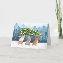 Snöharar Vattenfärg Jul Kort