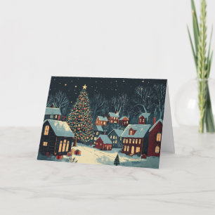 Snöhus med Festive Ljus Kort
