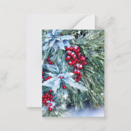 Snöig ädelgran och julbock budget mini jul anteckningskort