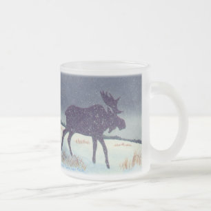 Snöig älg frostad glasmugg
