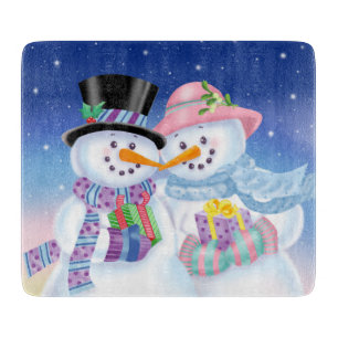 Snöig älsklingexponeringsglasskärbräda