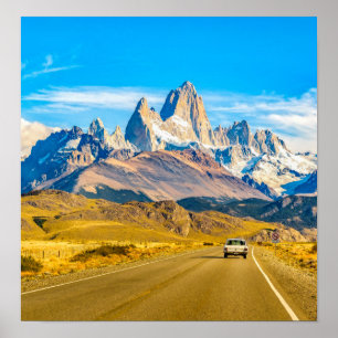 Snöig Andes berg, El Chalten, Argentina Poster