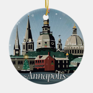 Snöig Annapolis helgdag Julgransprydnad Keramik