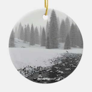 Snöig bäckfotoprydnad julgransprydnad keramik