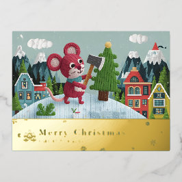 Snöig Berg Mus Folie Holiday Postkort B