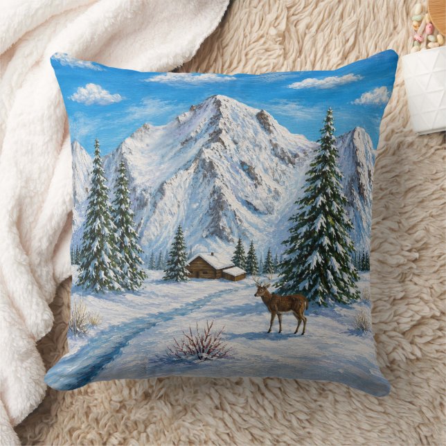 Snöig bergdal kudde (Filt)