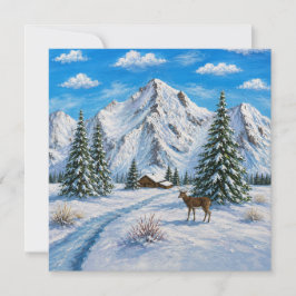 Snöig bergsdal platt kort