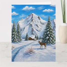 Snöig bergsdal vikbar gratulationskort kort