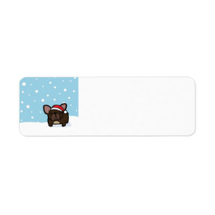 Snöig Brindle Frenchie Returadress Etikett