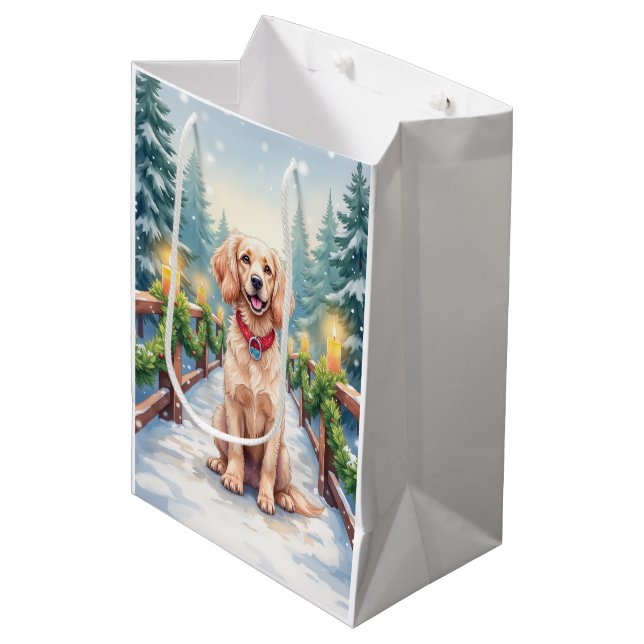 Snöig bro Boykin Spaniel Julkonst (Framsidan Vinklad)