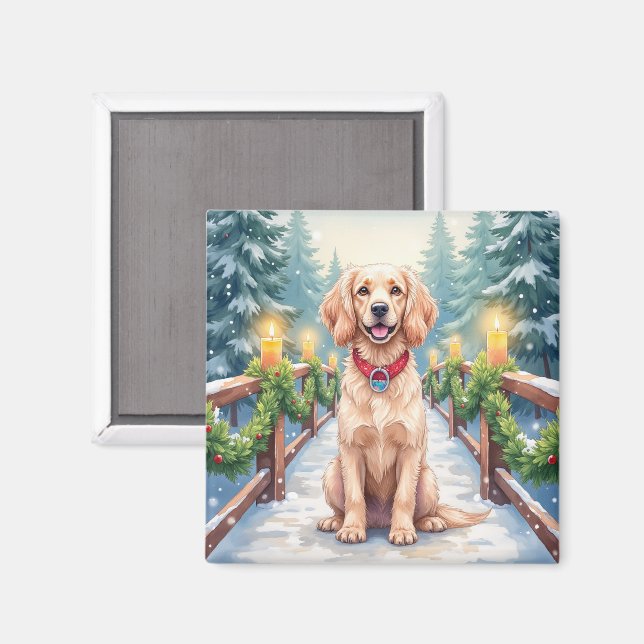 Snöig bro Boykin Spaniel julkonst Magnet (Front/Back)