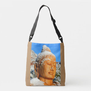snöig buddha ansiktecloseup axelväska