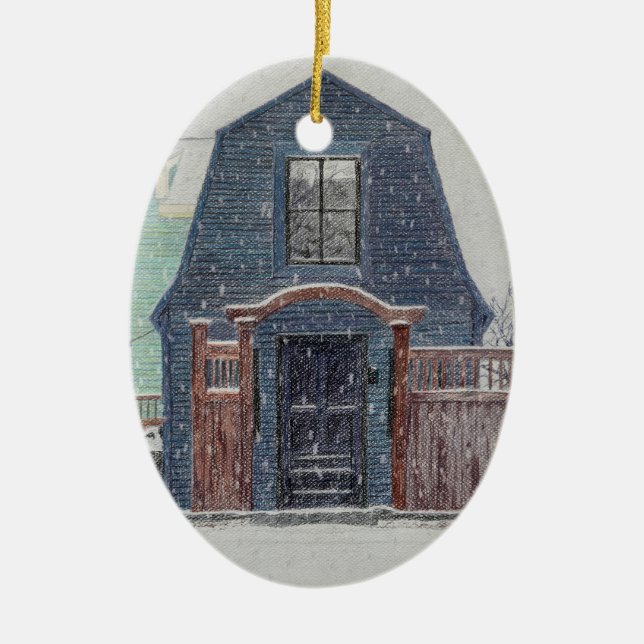 Snöig Dag Julgransprydnad Keramik (Framsidan)