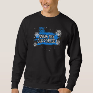 Snöig Dag Stödperson Is Kall Snöig Vintersäsong Lång Ärmad Tröja