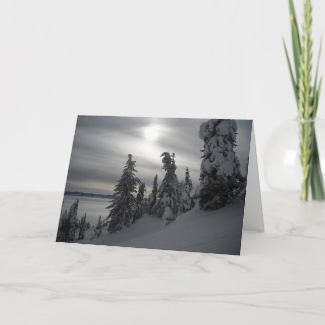 Snöig dagvinterplats helgkort (Framsida)