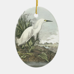 Snöig Egret, John Audubon Julgransprydnad Keramik