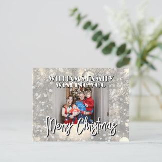 Snöig familjebild jul vykort