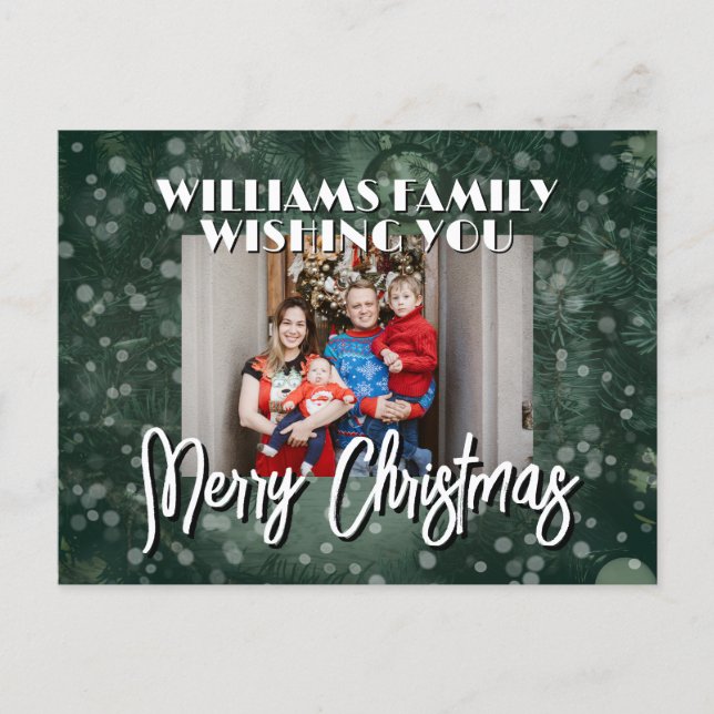 Snöig familjebild jul vykort (Framsida)