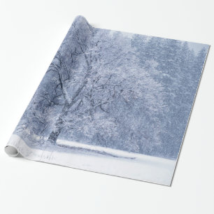 Snöig fryst plats för träd vinter presentpapper