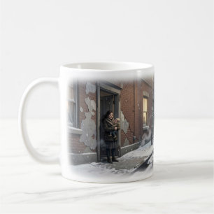 Snöig gata med tyst hopp Vintermugg Kaffemugg