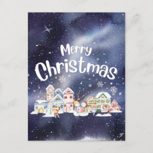 Snöig glad jul vykort