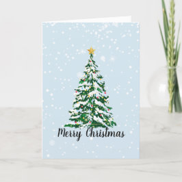 Snöig Glad Julgran Julkort Kort