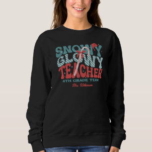 Snöig Glödande Jul Lärare Retro T Shirt