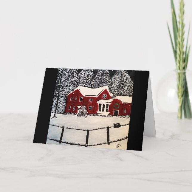 Snöig hushelgdagkort helgkort (Framsida)